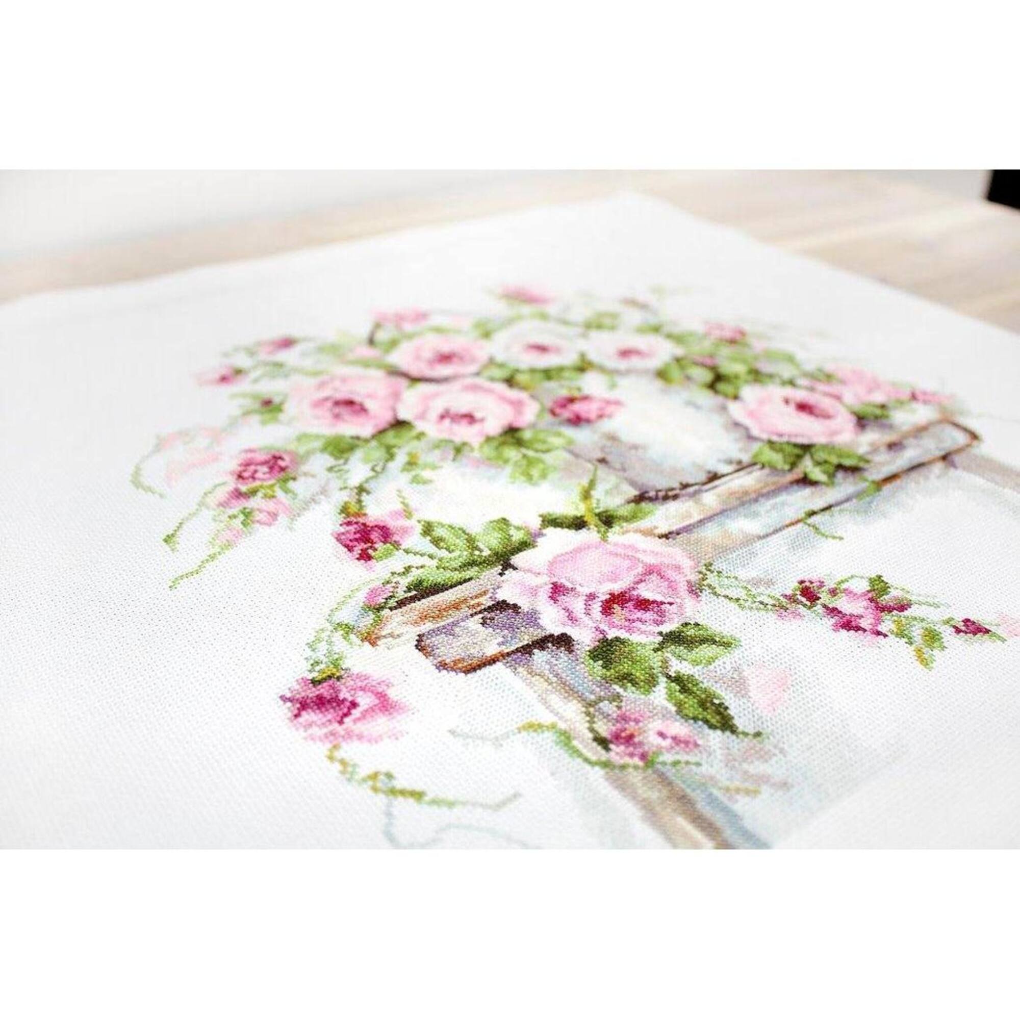 Luca-s Roses On A Stool Counted Cross Stitch Kit